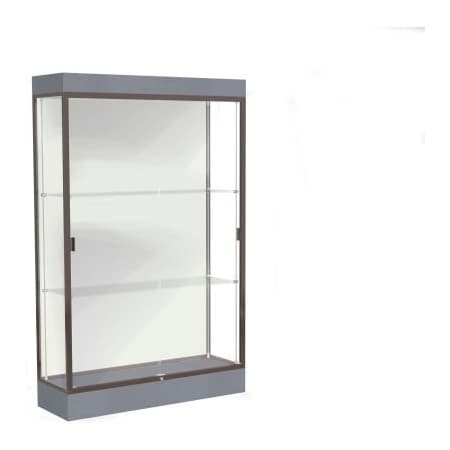 Waddell Display Case Of Ghent Edge Lighted Floor Case, White Back, Dark Bronze Frame, 6" Carbon Mesh Base, 48"W x 76"H x 20"D 92LFWH-BZ-CM